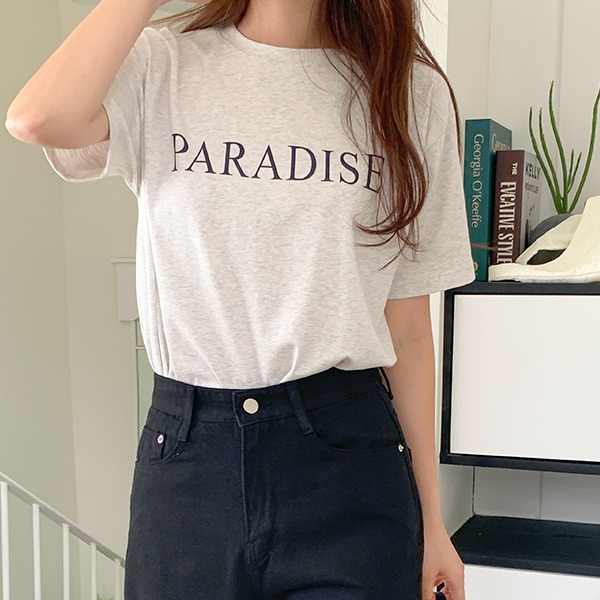[여름티셔츠] 파라다이스 모달 반팔 티셔츠 - 5 Color (레터링티/반팔티)
